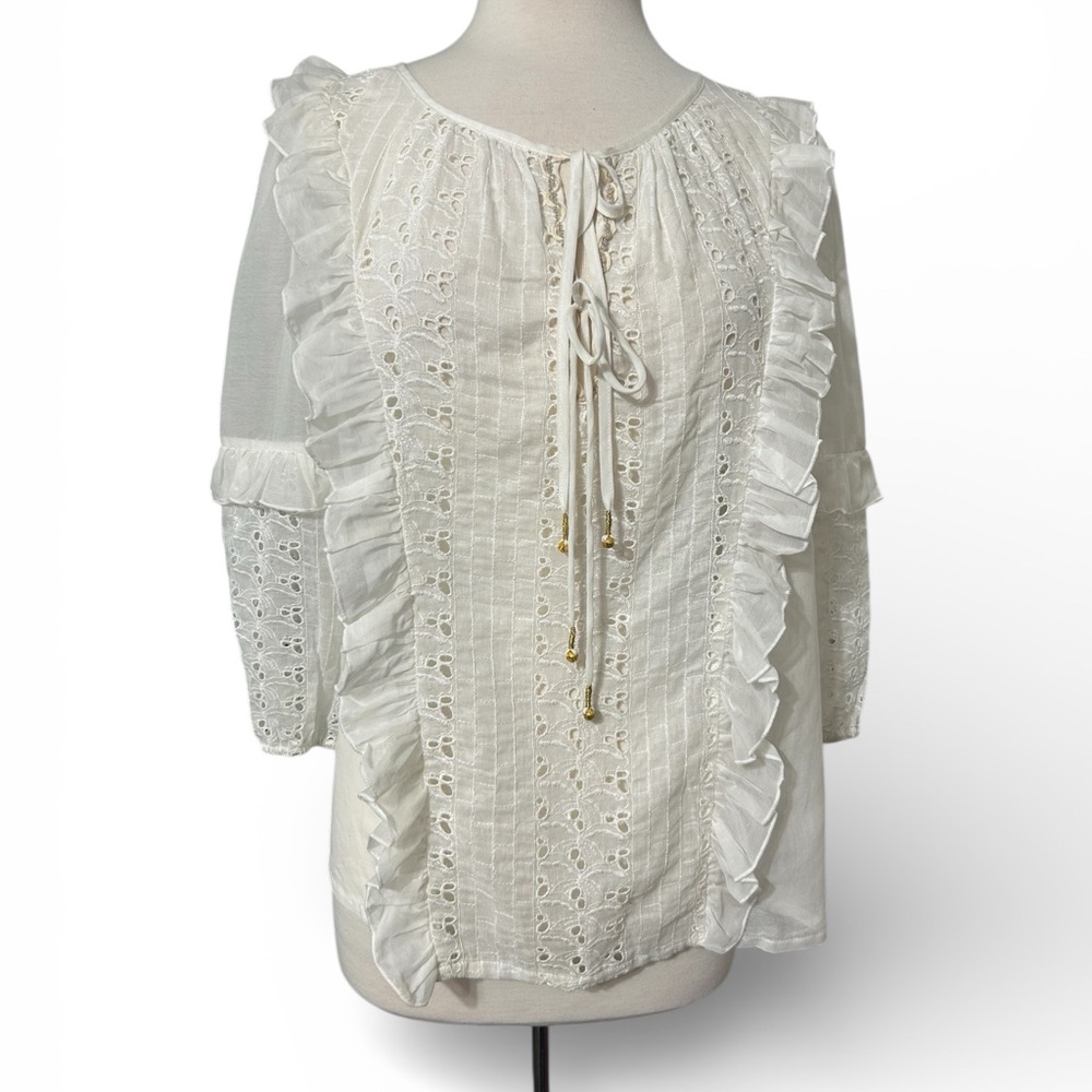 Jade by Johnny Was, Elegant White Lace Women's Top